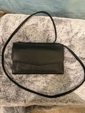 Fossil Black Leather Envelope Crossbody